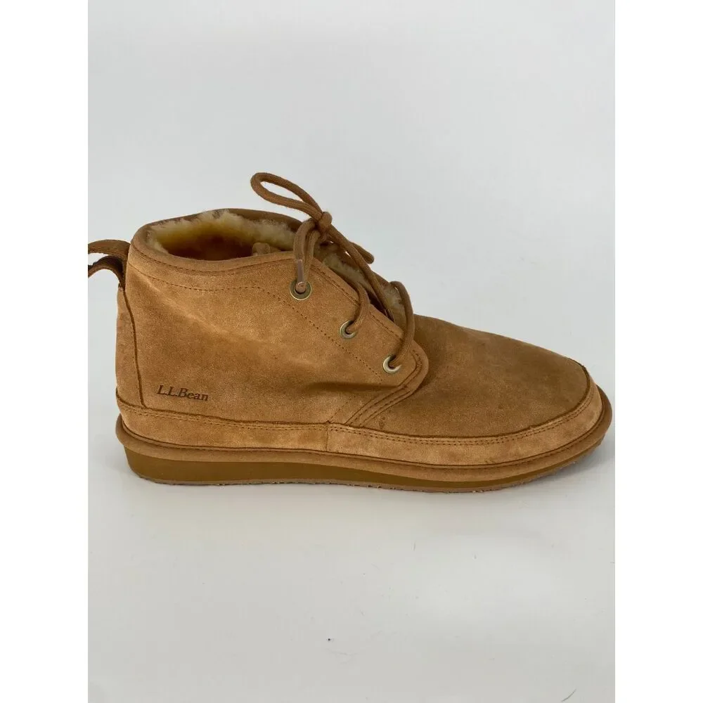 L.L. Bean Wicked Good Lodge Chukka Boots Mens 10 Med Suede Shearling Moccasin